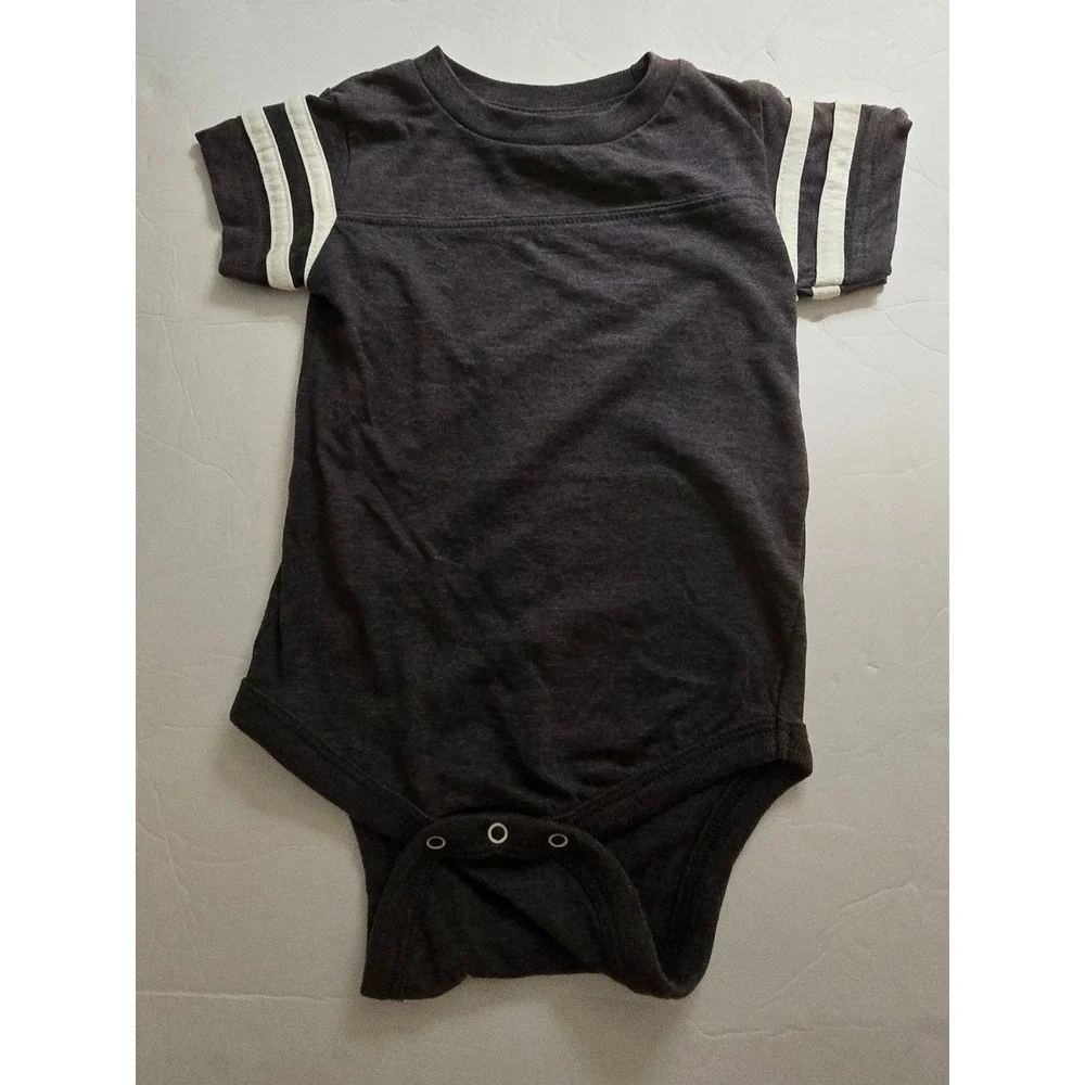Rabbit Skins LAT Apparel Baby Football Bodysuit Charcoal Gray 12 Months